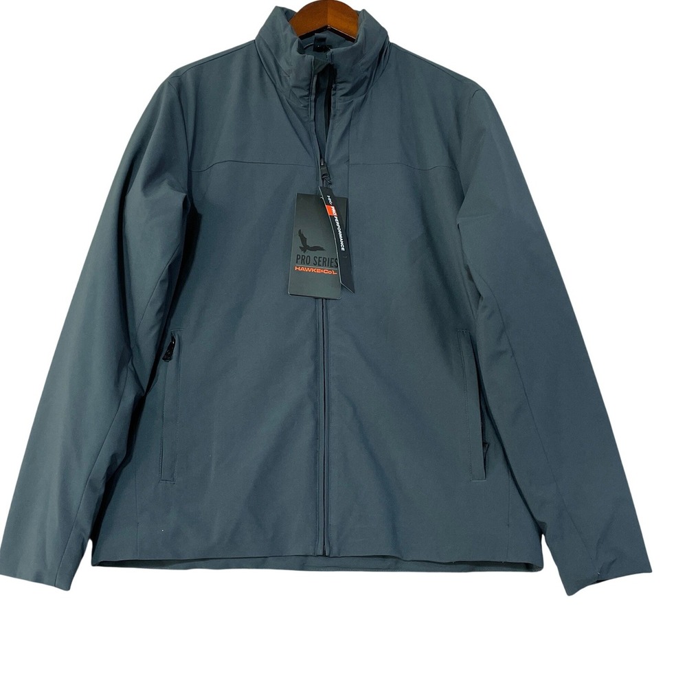 NWT Hawke & Co Men's M Flex Jacket Graphite Gray Solfshell Windbreaker Quilted